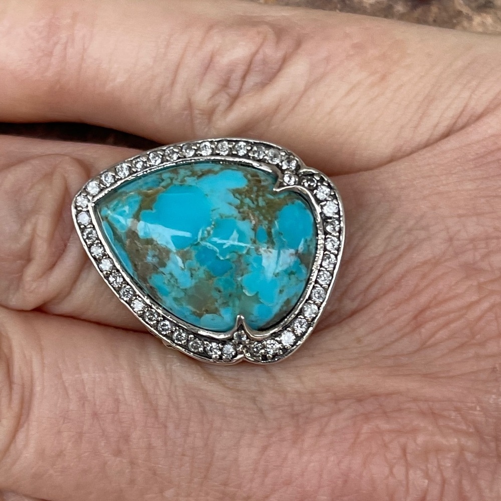 Judy Crowell Kingman & Zircon halo ring size 9